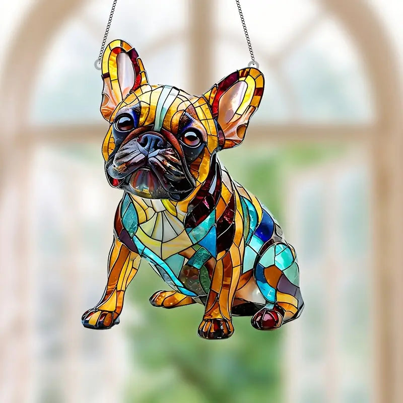 Charming French Bulldog Stained Acrylic Suncatcher