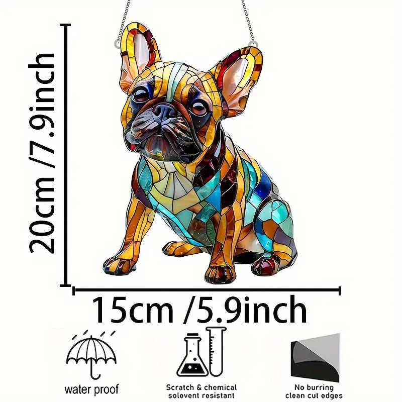 Charming French Bulldog Stained Acrylic Suncatcher