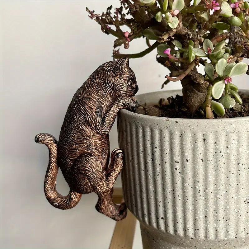 Hanging Flowerpot Resin Cat Sculpture