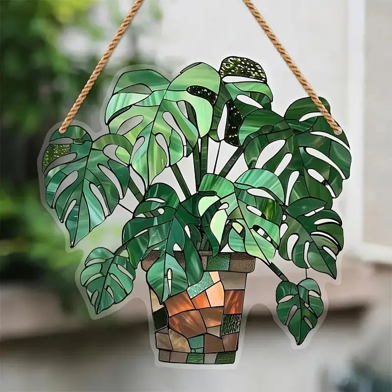 Monstera Stained Acrylic Suncatcher