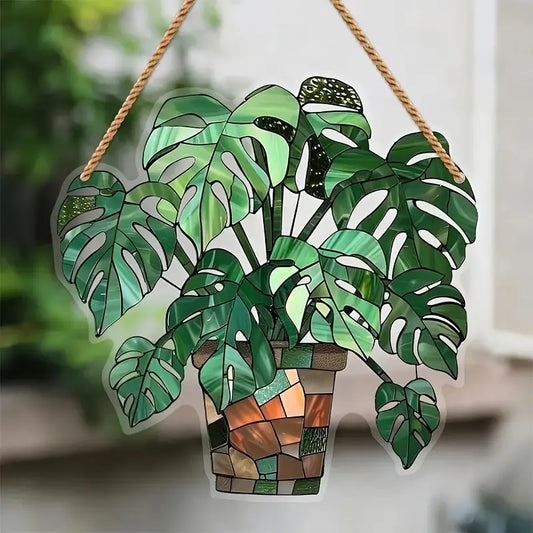 Monstera Stained Acrylic Suncatcher