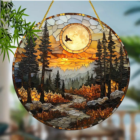 Sunset Mountain Scenery Stained Acrylic Suncatcher