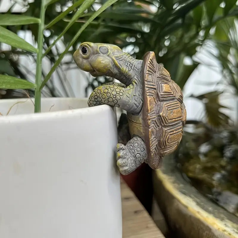 Hanging Flowerpot Resin Turtle Sculpture